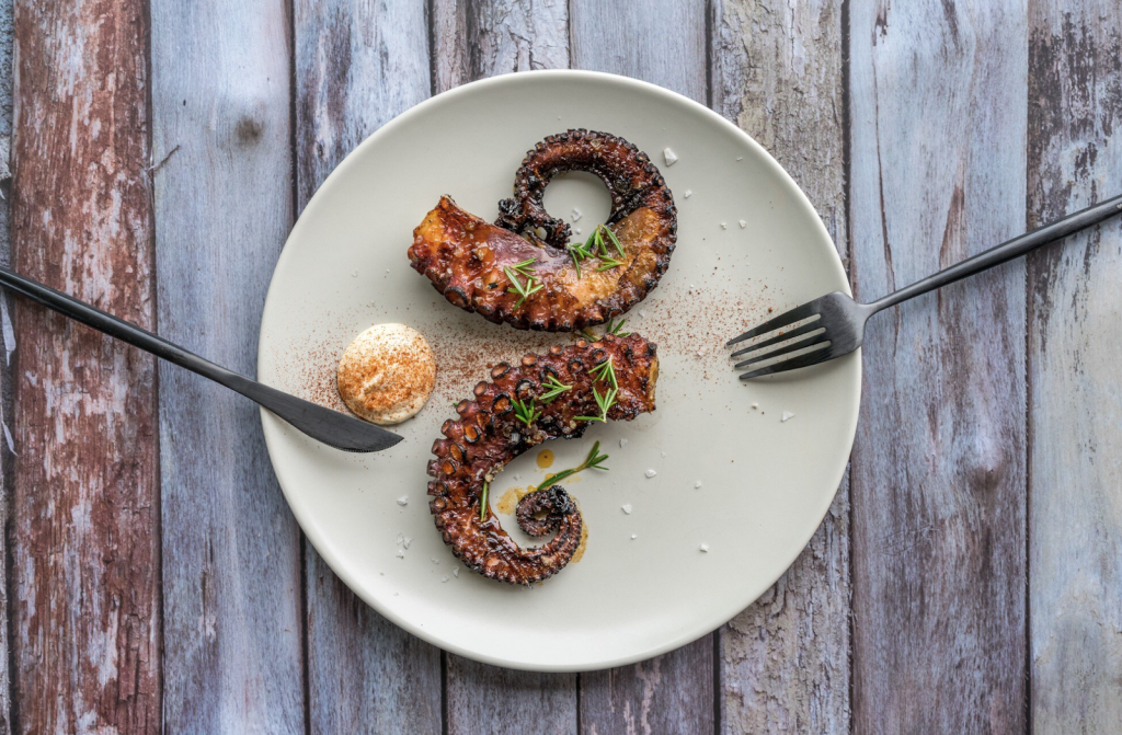 cooked octopus on a plate