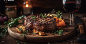 A steakhouse entree of a rib eye