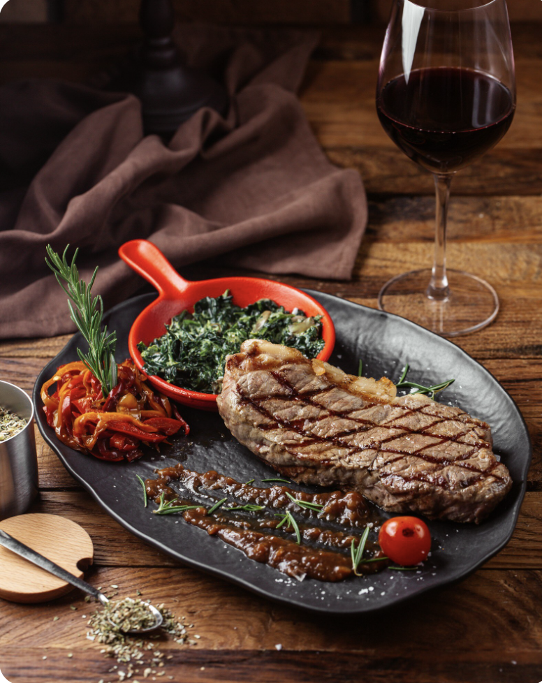 A steak main at a steakhouse