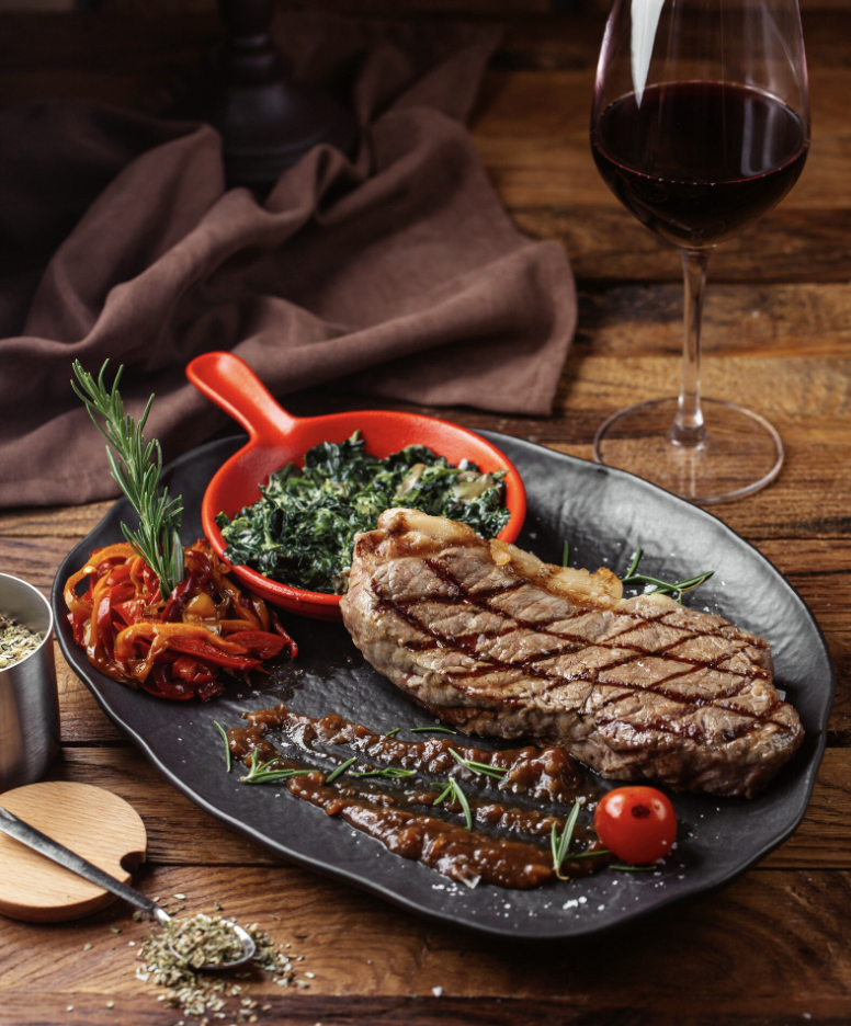 A steak main at a steakhouse