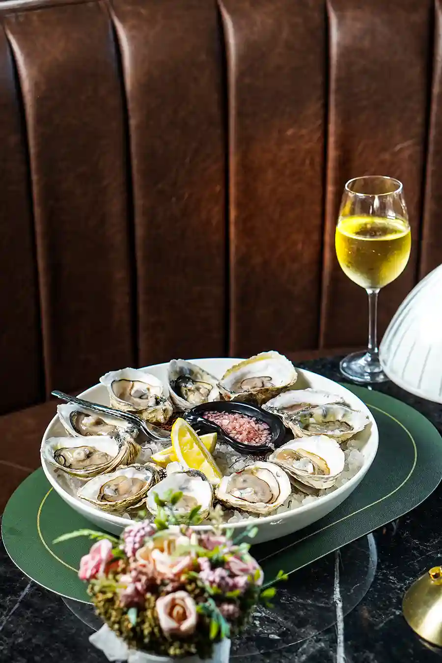 Food and Wine Oysters Plate Blossom Steakhouse