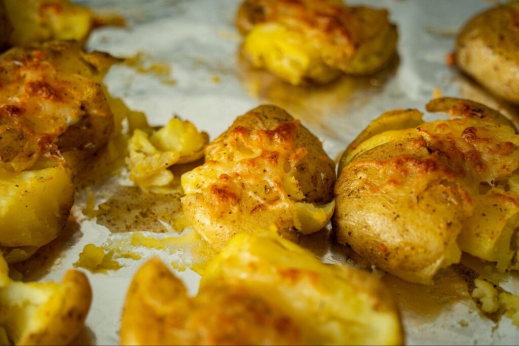 Crispy smashed potatoes